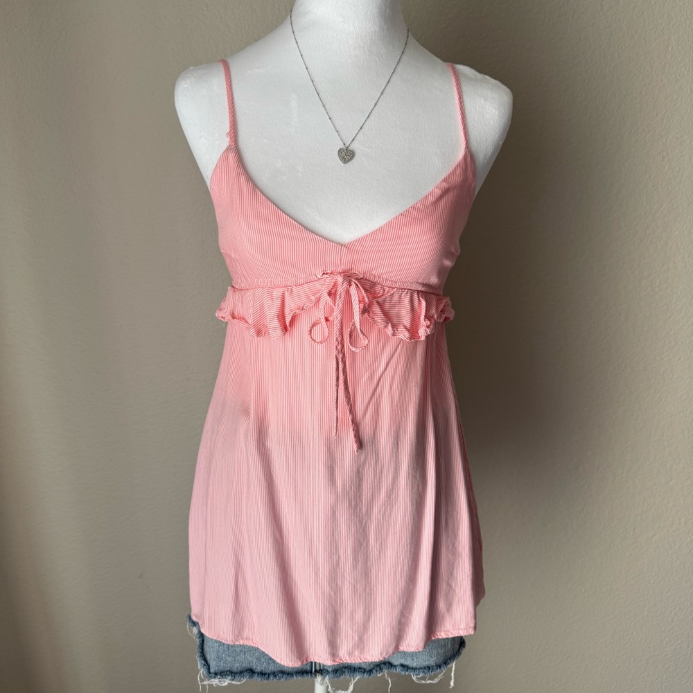 Pink Ruffle Trim Cami Top